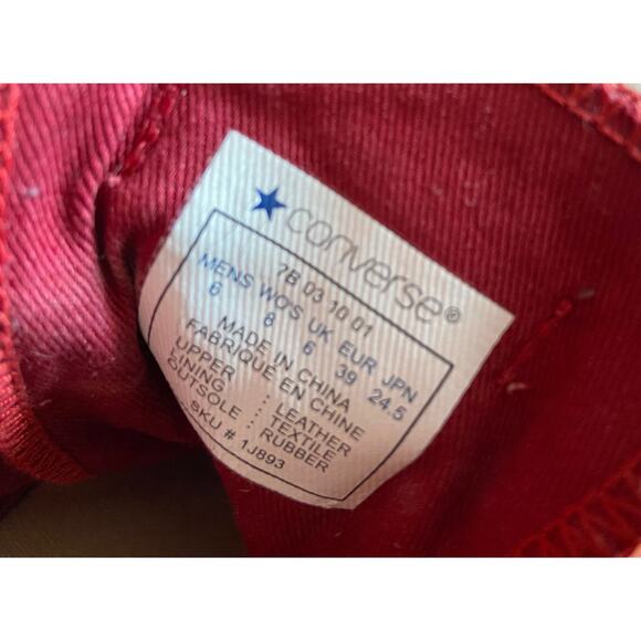 Vintage CONVERSE ALL STAR Reissue Red Suede Low Top Sneakers Mens 6/ Women 8 - Picture 7 of 8